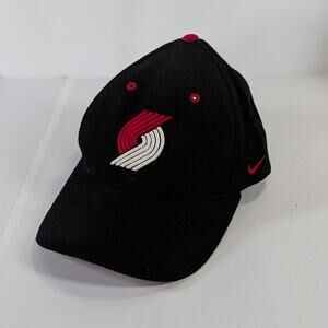 Nike Portland Trail Blazers Embroidered Logo Wool Strapback Cap Hat OS Black
